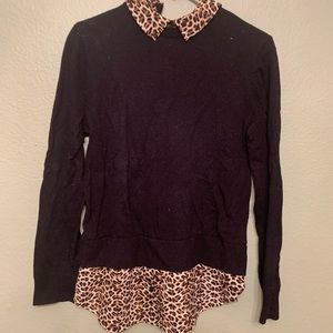 Top shop sweater with cheetah collar and tail sz 8